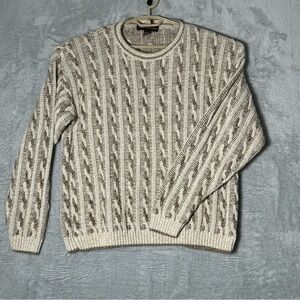 Vintage Liberty Sweater Mens Large Cable Knit Fisherman Grandpa Pullover USA